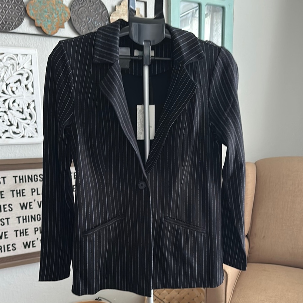 Grace & Lace Black Pinstripe Blazer